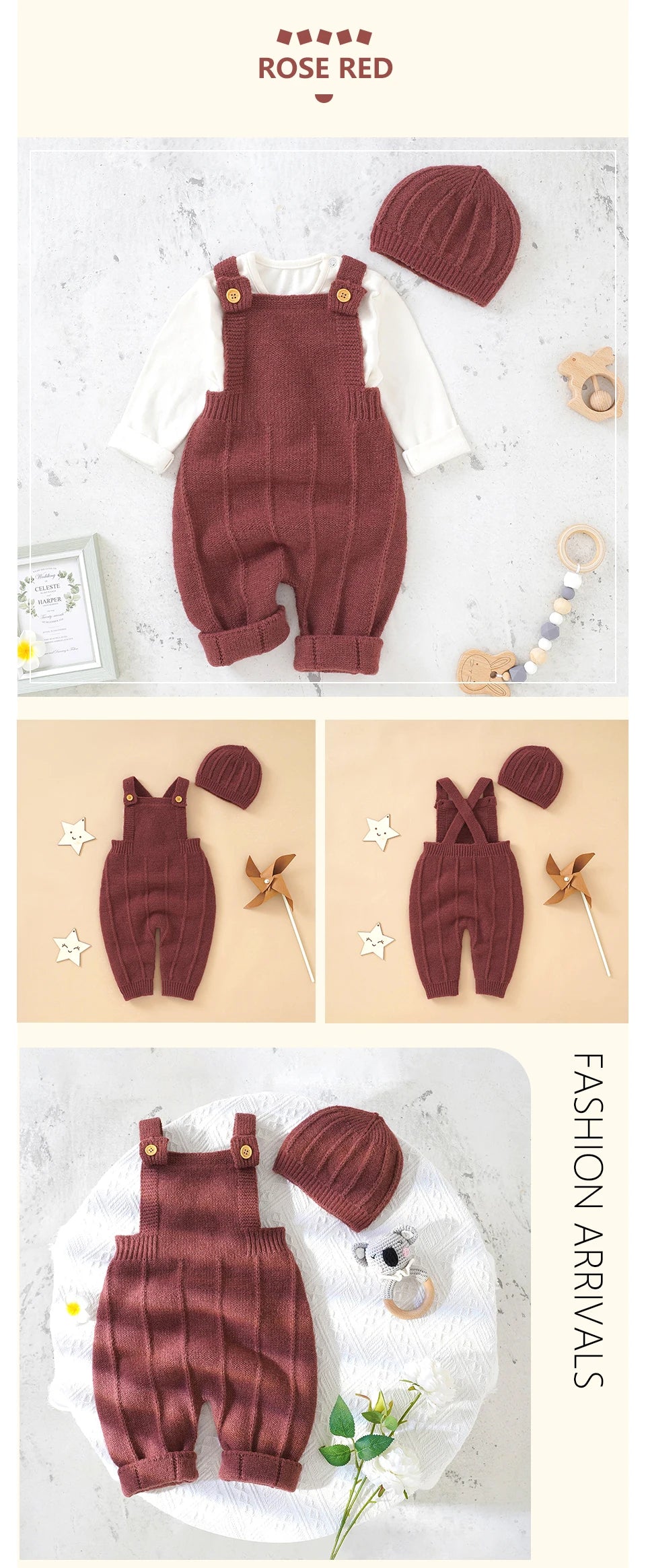 Knitted Baby Romper & Hat Set – Unisex Winter Outfit for Newborns - Pocketful Of Hugs
