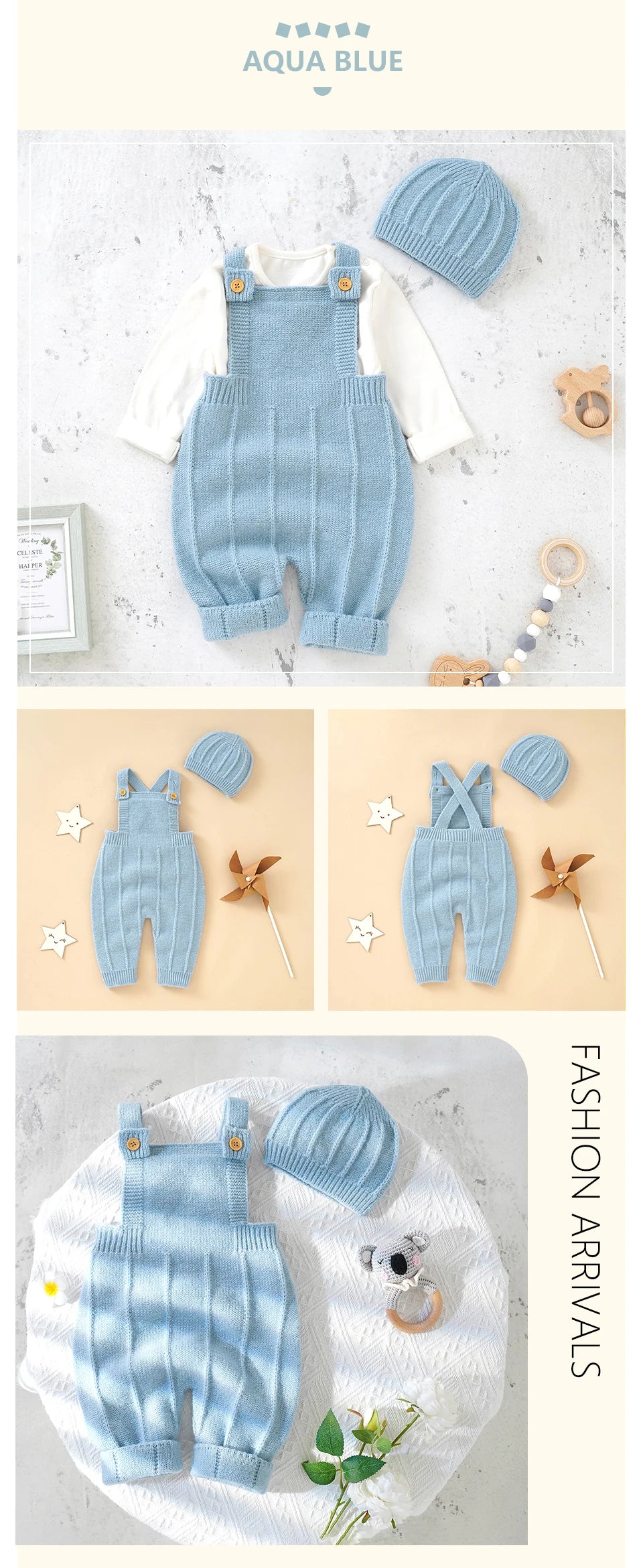 Knitted Baby Romper & Hat Set – Unisex Winter Outfit for Newborns - Pocketful Of Hugs