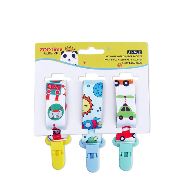 3-Pack Baby Pacifier Clips – Soother Holders with Plastic Clips - Pocketful Of Hugs
