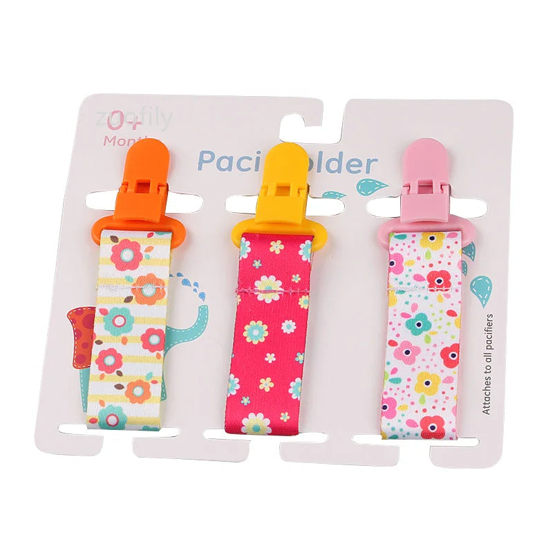 3-Pack Baby Pacifier Clips – Soother Holders with Plastic Clips - Pocketful Of Hugs