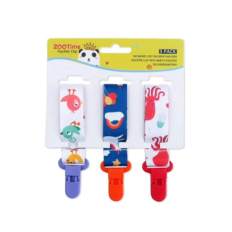 3-Pack Baby Pacifier Clips – Soother Holders with Plastic Clips - Pocketful Of Hugs