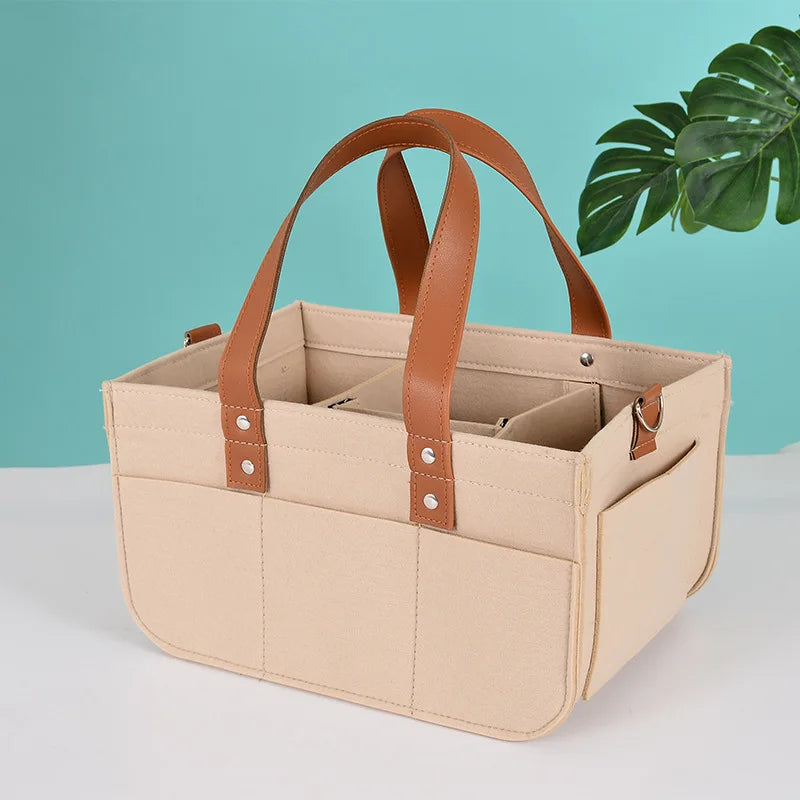 Portable Baby Diaper Organizer Bag – Canvas Tote for Nursery, Car & Travel Essentials - Pocketful Of Hugs