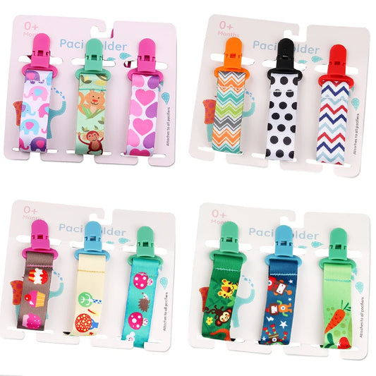 3-Pack Baby Pacifier Clips – Soother Holders with Plastic Clips - Pocketful Of Hugs