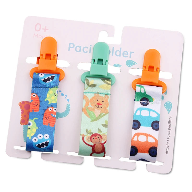 3-Pack Baby Pacifier Clips – Soother Holders with Plastic Clips - Pocketful Of Hugs