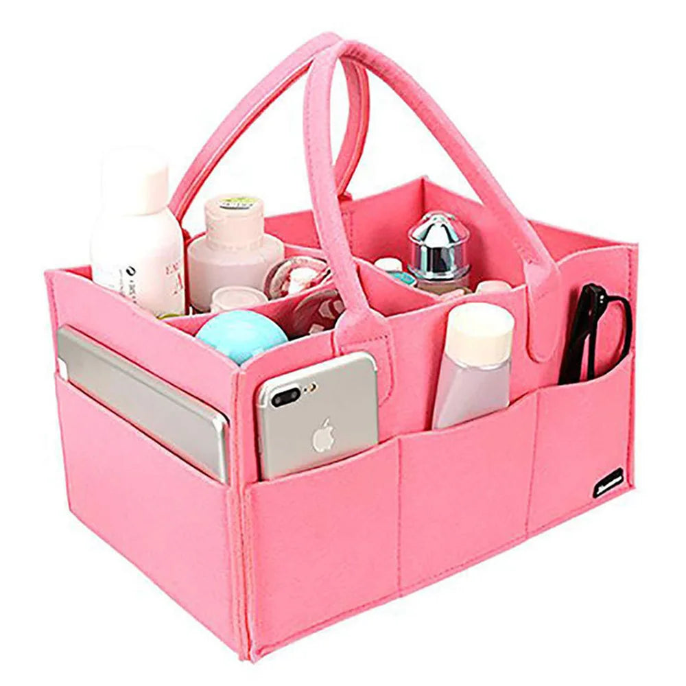 Portable Baby Diaper Organizer Bag – Canvas Tote for Nursery, Car & Travel Essentials - Pocketful Of Hugs