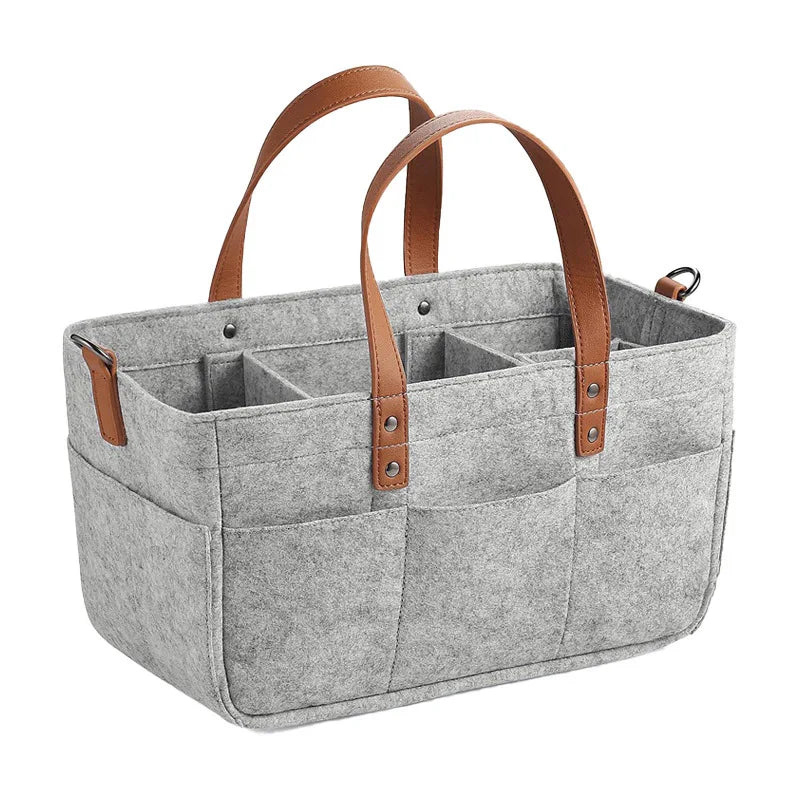 Portable Baby Diaper Organizer Bag – Canvas Tote for Nursery, Car & Travel Essentials - Pocketful Of Hugs