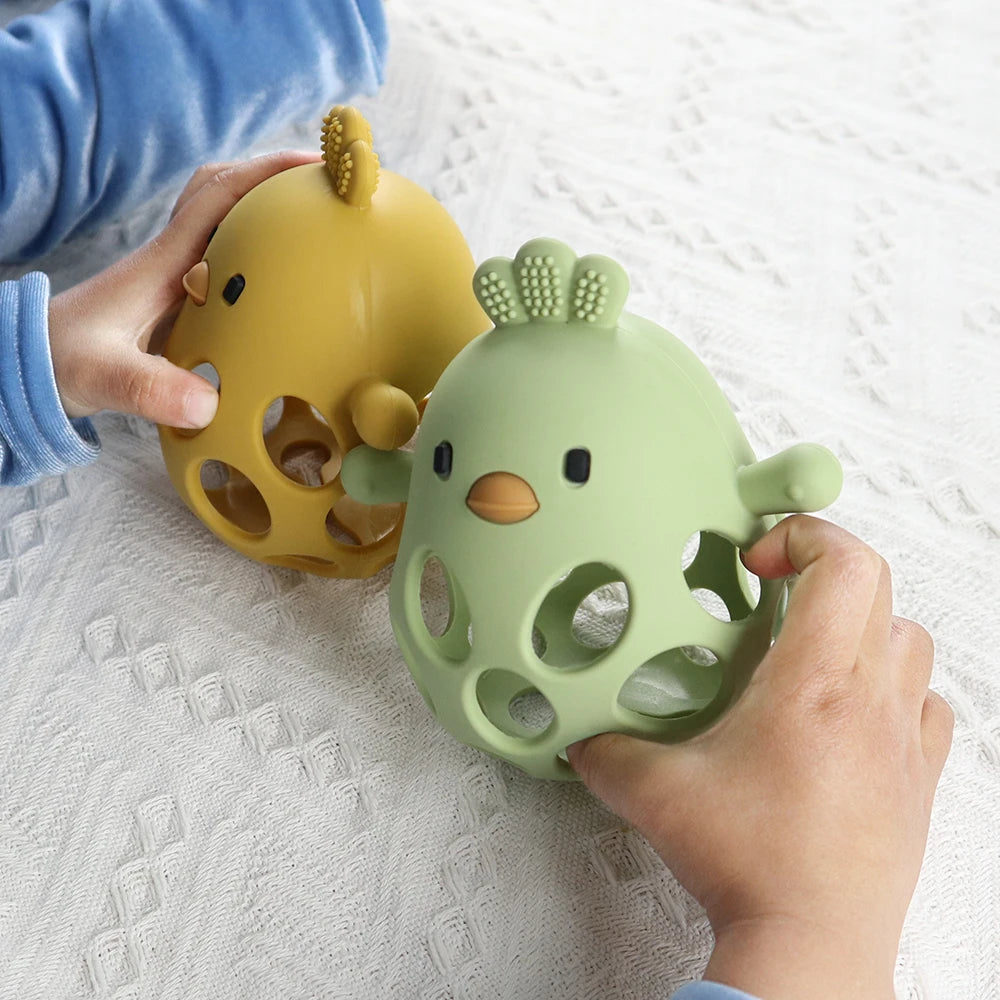 Silicone Baby Teether – Cartoon Chick Chew Toy for Teething Relief - Pocketful Of Hugs