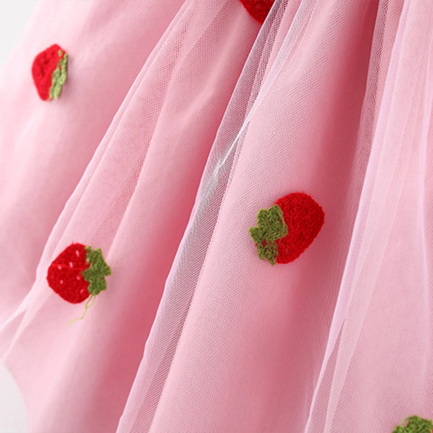 Strawberry Summer Dress for Baby Girls – Embroidered A-Line Outfit - Pocketful Of Hugs