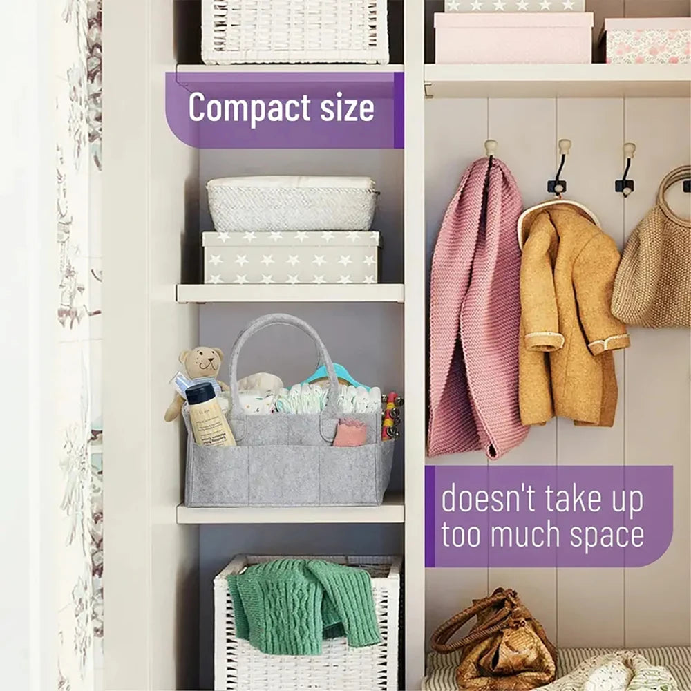 Portable Baby Diaper Organizer Bag – Canvas Tote for Nursery, Car & Travel Essentials - Pocketful Of Hugs