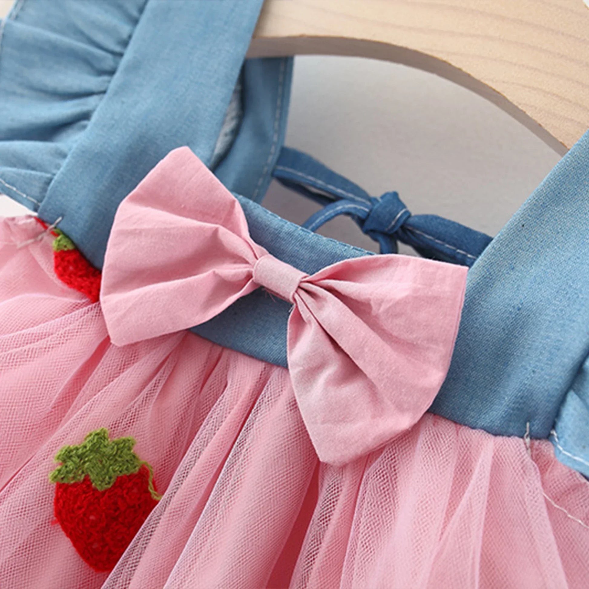 Strawberry Summer Dress for Baby Girls – Embroidered A-Line Outfit - Pocketful Of Hugs