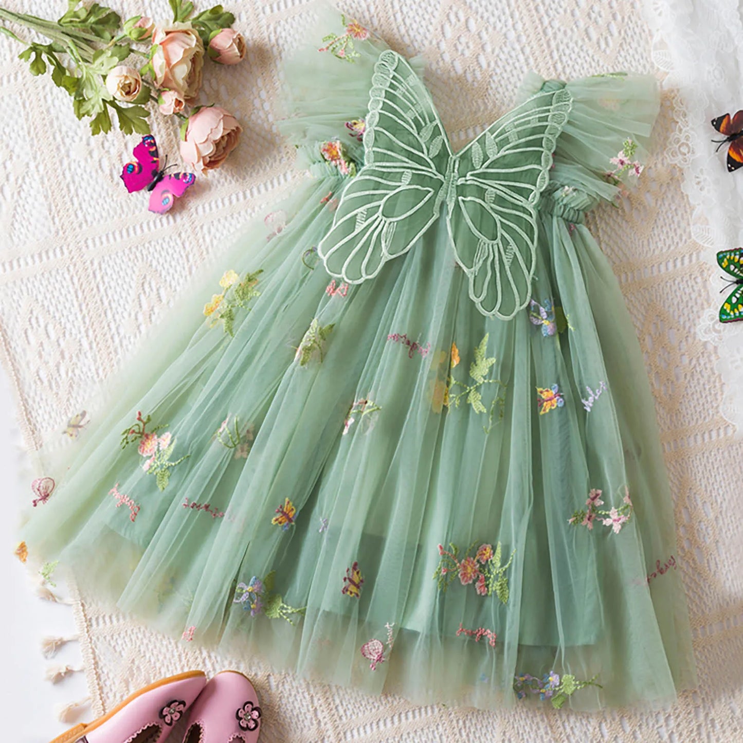 Toddler Girl Party Dress – Floral Tulle Gown for Birthdays - Pocketful Of Hugs