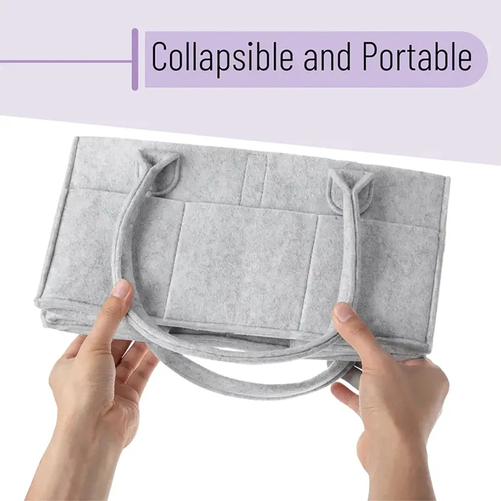 Portable Baby Diaper Organizer Bag – Canvas Tote for Nursery, Car & Travel Essentials - Pocketful Of Hugs