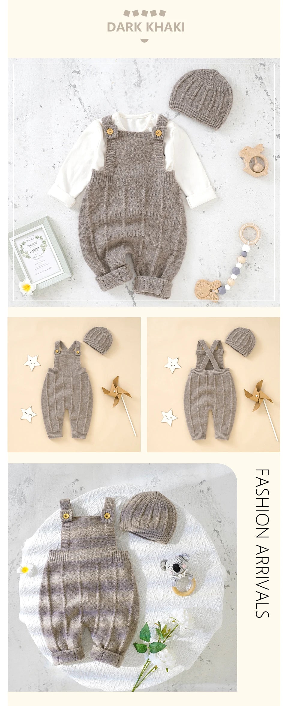 Knitted Baby Romper & Hat Set – Unisex Winter Outfit for Newborns - Pocketful Of Hugs