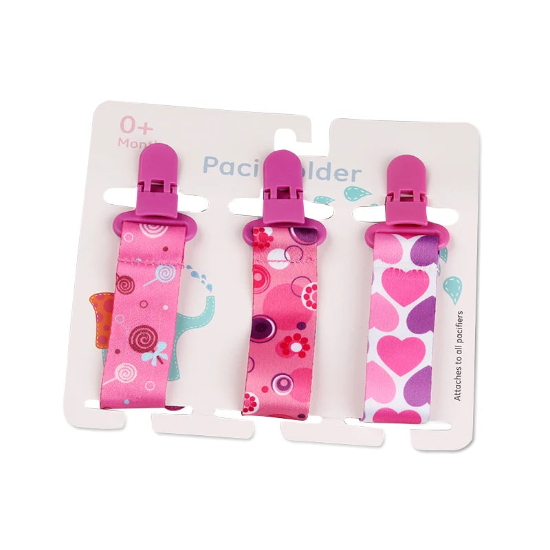 3-Pack Baby Pacifier Clips – Soother Holders with Plastic Clips - Pocketful Of Hugs