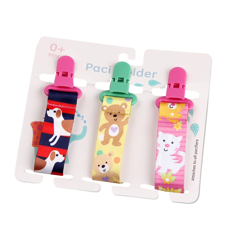 3-Pack Baby Pacifier Clips – Soother Holders with Plastic Clips - Pocketful Of Hugs