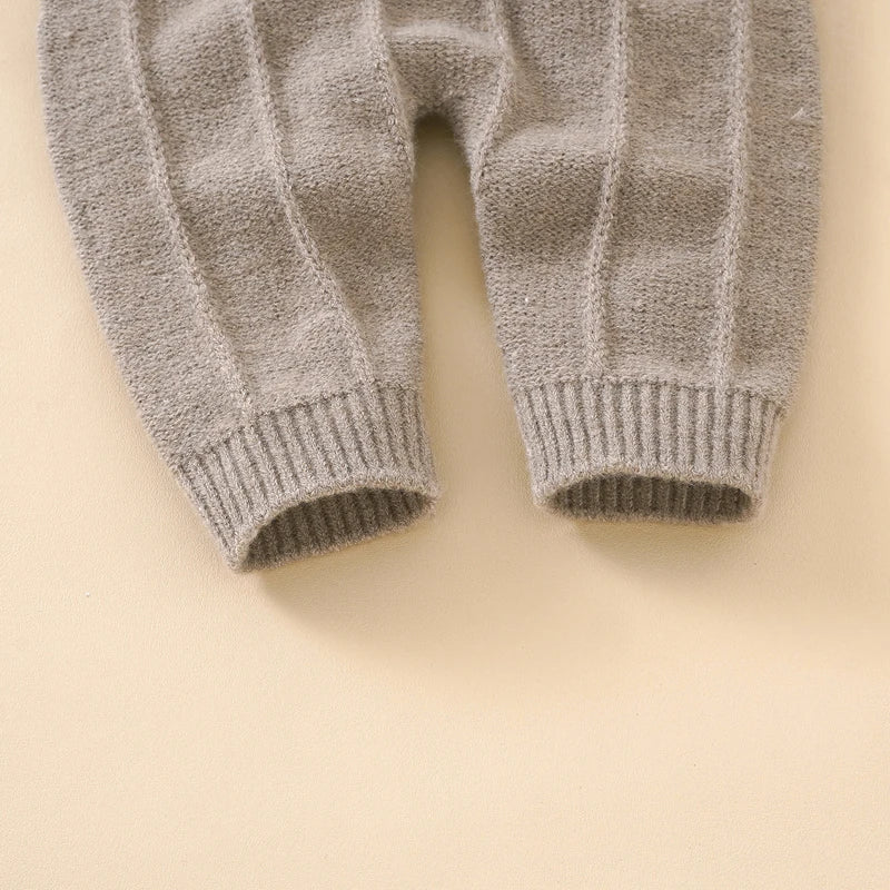 Knitted Baby Romper & Hat Set – Unisex Winter Outfit for Newborns - Pocketful Of Hugs