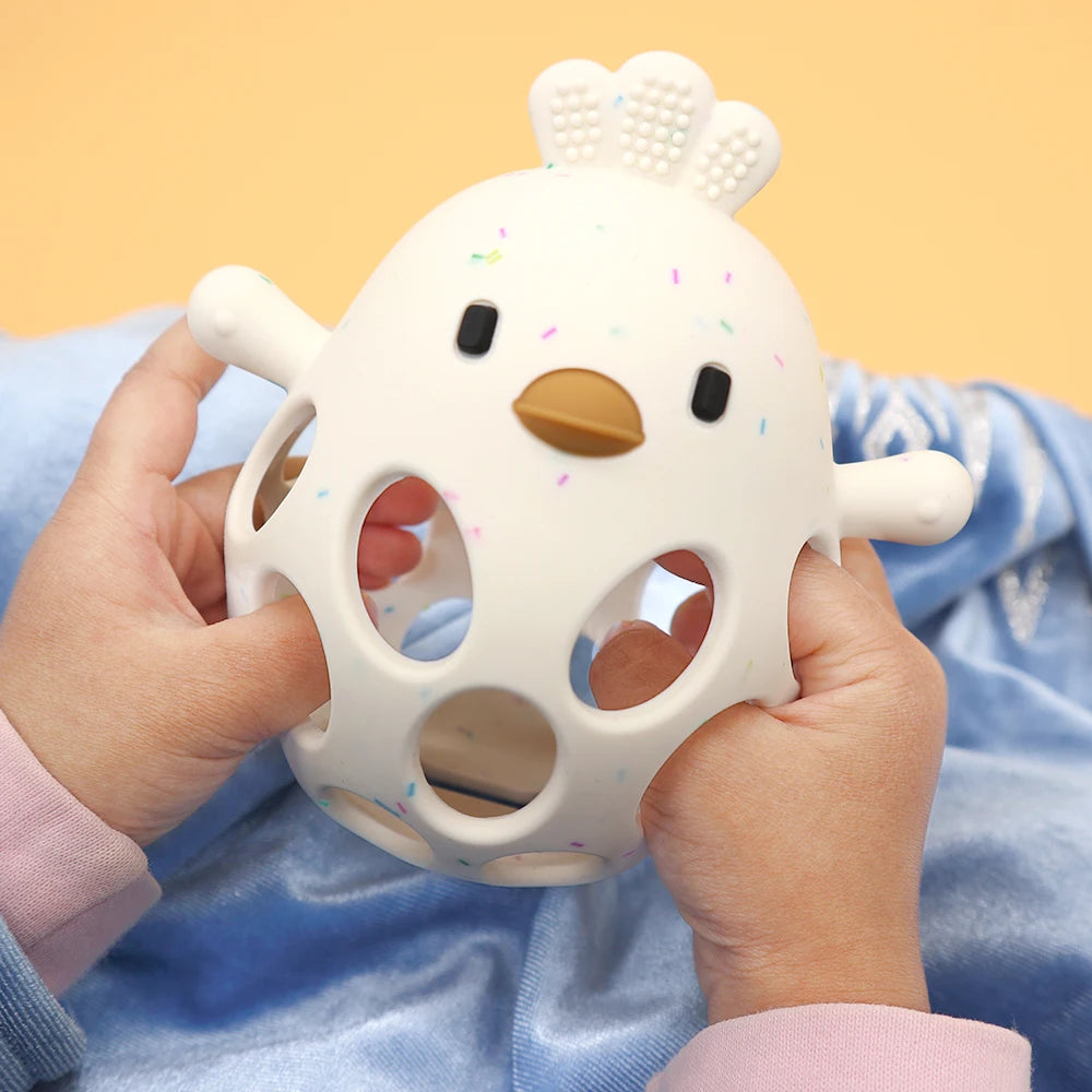 Silicone Baby Teether – Cartoon Chick Chew Toy for Teething Relief - Pocketful Of Hugs