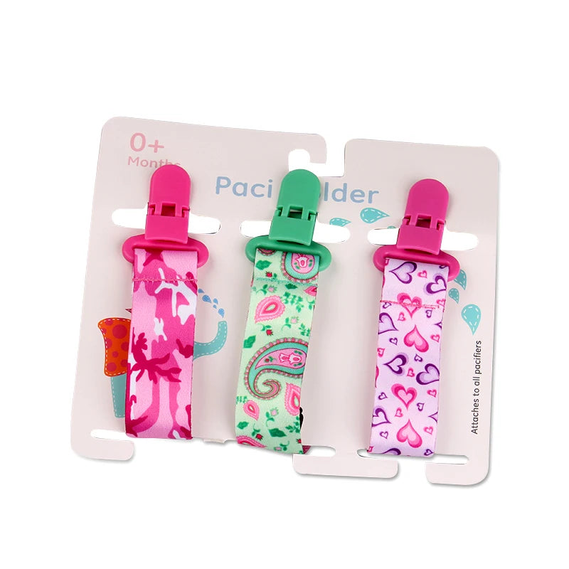 3-Pack Baby Pacifier Clips – Soother Holders with Plastic Clips - Pocketful Of Hugs