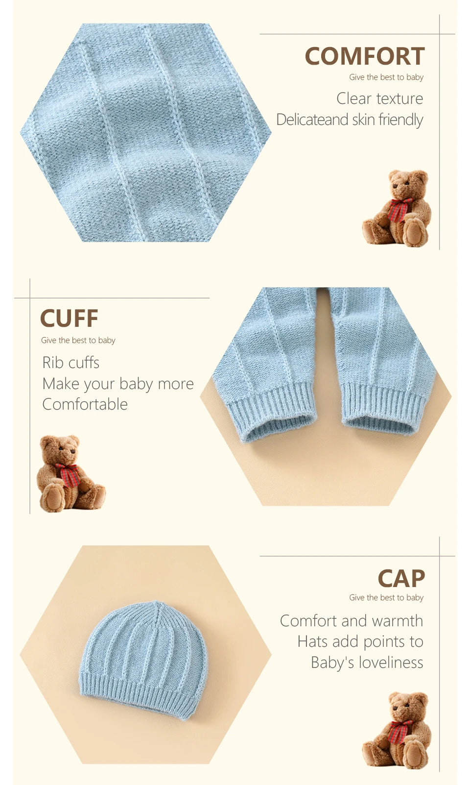 Knitted Baby Romper & Hat Set – Unisex Winter Outfit for Newborns - Pocketful Of Hugs
