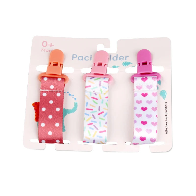 3-Pack Baby Pacifier Clips – Soother Holders with Plastic Clips - Pocketful Of Hugs