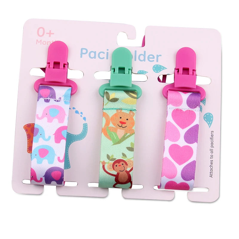 3-Pack Baby Pacifier Clips – Soother Holders with Plastic Clips - Pocketful Of Hugs