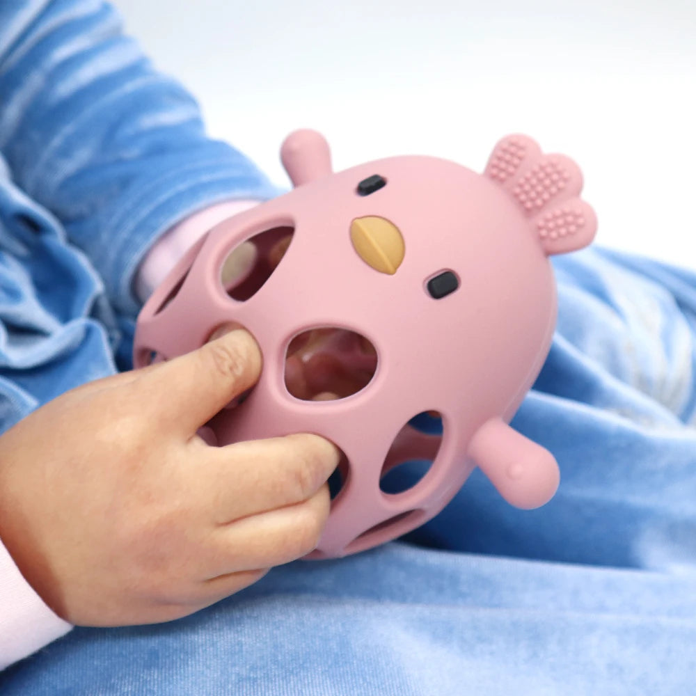 Silicone Baby Teether – Cartoon Chick Chew Toy for Teething Relief - Pocketful Of Hugs